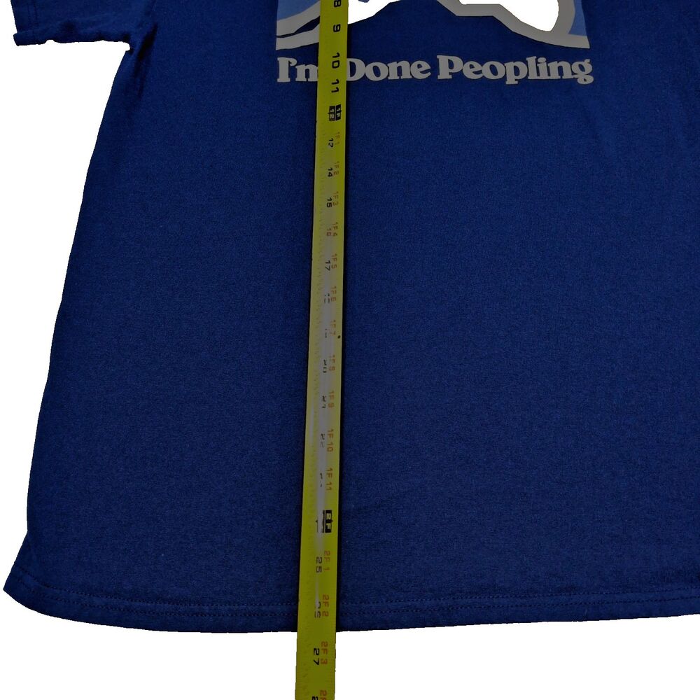 Novelty Graphic Tee Done Peopling Navy Blue Funny 100% Cotton Sz Medium - Picture 5 of 7